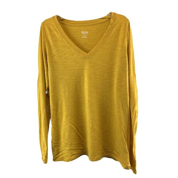 Mossimo Women Long Sleeve Shirt Size Medium V-Neck Mustard Yellow Pullover - Picture 1 of 7